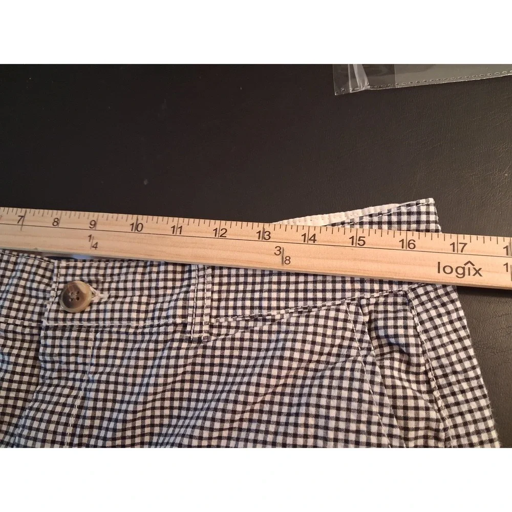 Old Navy Everyday Short High Rise Gingham Black White Check Stretch Size 12